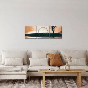 Tablou - Copaci pe insulă (cu ceas) (90x30 cm)