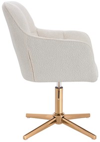 HR550CROSS Scaun Crem Boucle cu Bază Aurie