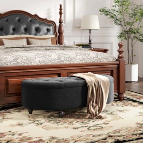 HOMCOM Bancă cu spațiu de depozitare, Bancă de dormit, capac soft-close, aspect de catifea, 120 x 46 x 42 cm, Gri închis | Aosom Romania