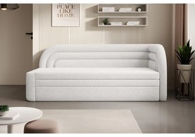 Canapea crem extensibilă/cu spațiu de depozitare cu tapițerie din țesătură bouclé cu colț pe partea dreaptă 223 cm Fabillo – ELTAP