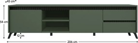 Măsuţă TV, verde smoke/negru, LONGY RTV2K2So