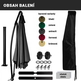 STILISTA Umbrelă de grădină cu LED și mâner, 350 cm, bej