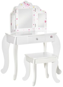 HOMCOM masa de toaleta pentru copii, 63x40x85.5 cm, alba | Aosom Ro