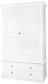 Dulap alb din lemn masiv de pin, 3 sertare, aspect vintage, Oslo