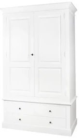 Dulap alb din lemn masiv de pin, 3 sertare, aspect vintage, Oslo