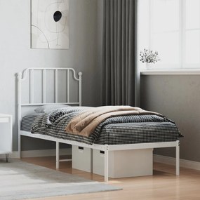 373926 vidaXL Cadru de pat metalic cu tăblie, alb, 75x190 cm
