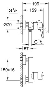 GROHE 32210001 - Baterie de duș CONCETTO DN 15, crom lucios