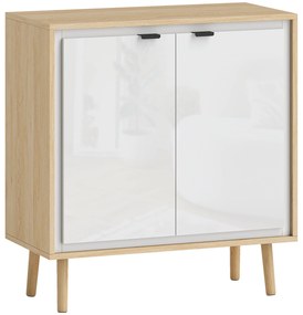 HOMCOM Dulap Modern cu 2 Uși și Raft Reglabil 72x35x77cm Alb și Stejar | Aosom Romania