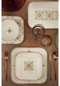 Set de veselă 26 buc alb/verde/porțelan