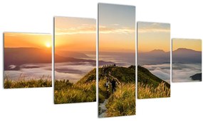 Tablou cu  munți în apus de soare (125x70 cm), în 40 de alte dimensiuni noi