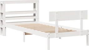 vidaXL Cadru de pat fără saltea, alb, 90x200 cm, lemn masiv pin