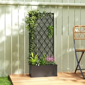 Outsunny Jardinieră cu spalier, ghiveci cu paravan, pentru plante cățărătoare, metal, 45 x 21,5 x 110 cm, negru | Aosom Romania