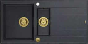 Chiuveta compozit incastrata Quadron Unique Evan 156 negru diamant - auriu 100x50 cm