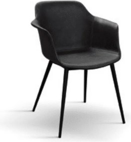 Scaun tip fotoliu River ,structura metalica ,piele ecologica - GRI ANTRACIT