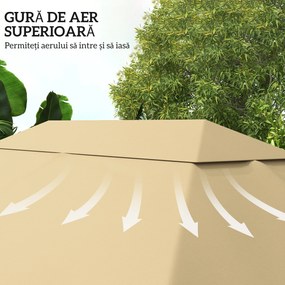 Outsunny Acoperiș de Schimb Foișor, Rezistent la Intemperii, 397 x 297 cm, Bej | Aosom Romania