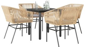 vidaXL Set mobilier de grădină cu perne 5 piese maro sticlă polirattan