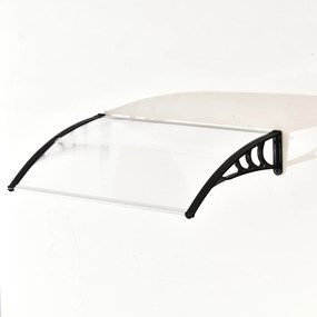 Outsunny Copertină Usa din Policarbonat, Acoperiș pentru Ușă sau Fereastră Impermeabilă Anti-UV, 75x120x23cm, Transparent si negru| Aosom Romania