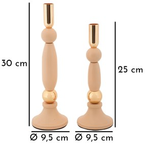 Mauro Ferretti Set Suport Lumanare Strek Roz 2 Bucati Cm Ø9,5X25-9,5X28 | Aosom Romania
