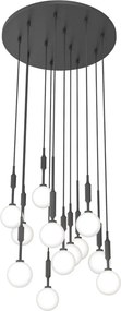 Lustra cu 12 pendule pentru tavane inalte, hol, casa scarii Ero XII neagra 60