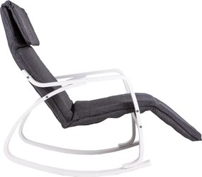 Scaun oscilant cu suport reglabil pentru picioare, cadru din lemn alb - gri