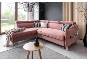 Colțar roz deschis extensibil cu tapițerie din catifea (cu colț pe partea stângă ) Sweet Harmony – Miuform