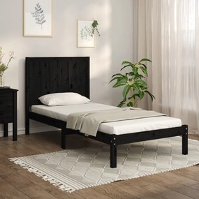3105694 vidaXL Cadru de pat mic single, negru, 75x190 cm, lemn masiv de pin