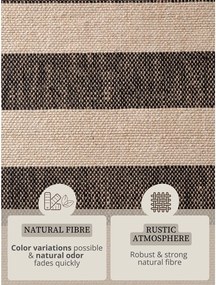 Covor negru/crem reversibil/țesut manual din iută 120x170 cm Playa – Hanse Home