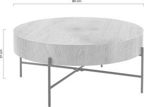 Masă de cafea rotundă Liviano 80 cm cu picioare metalice - stejar natural / negru