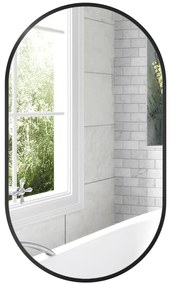 HOMCOM Oglindă ovală murală cu cadru din aluminiu stil minimalist montaj vertical sau orizontal cu 3 cârlige 40 x 70 cm negru | Aosom Romania