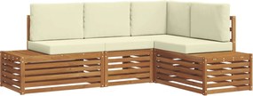 vidaXL Set de canapele de exterior cu pernă 4 Bucată Natural și Crem