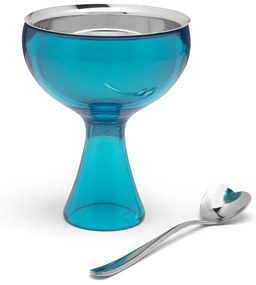 Pahar și linguriță Big Love, albastru, diam. 12 cm - Alessi