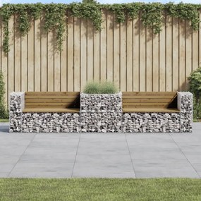 3196247 vidaXL Bancă de grădină & coș gabion, lemn de pin tratat