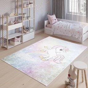 Covor colorat pentru copii cu motiv de unicorn Lăţime: 120 cm | Lungime: 170 cm