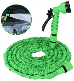 Furtun de gradina cu pistol  extensibil de la 5-15 m  control apa  flexibil  verde