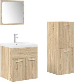 vidaXL Set mobilier de baie, 4 piese, stejar sonoma, lemn prelucrat