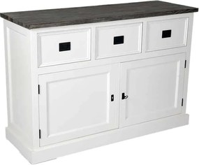 Comodă lemn masiv alb Lahoma 5 compartimente /Maro, 124 × 43 × 85 cm