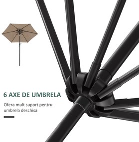 Outsunny Umbrelă de Grădină Înclinabilă, pentru Terasă cu Deschidere cu Manivelă, Kaki, 2.3x2 m | Aosom Romania