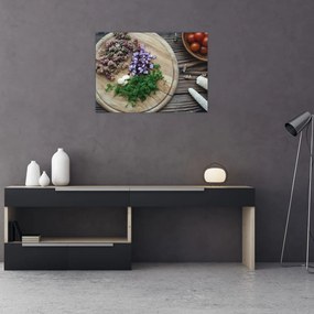 Tablou pe sticlă - Din tocătorul bucătăriei (70x50 cm)