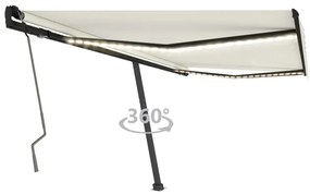 vidaXL Copertină retractabilă manual cu LED, crem, 450x350 cm