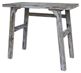 Consola din lemn de pin, gri, cu 2 rafturi, aspect antichizat, Marseille