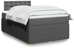 vidaXL Pat box spring cu saltea, gri închis, 120x200 cm, textil