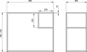 Correo Consolă de baie de sine stătătoare, modular - 90x40 cm CKC_N90A
