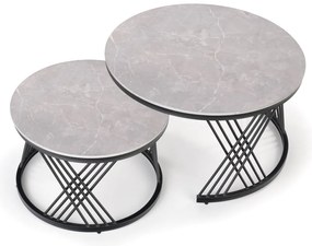 Set 2 mese de cafea Flamingo marmura gri/negru