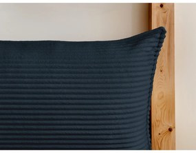 Pat matrimonial albastru închis tapițat cu spațiu de depozitare cu somieră 160x200 cm Jade – Bobochic Paris