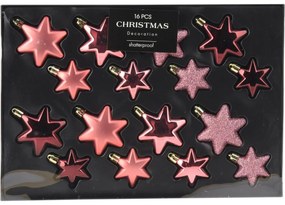 Set de decorațiuni de Crăciun Star roz, 16 buc