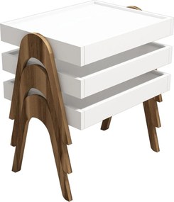 Set 3 masute ROMA, alb/nuc, PAL melaminat, 54x40x64 cm