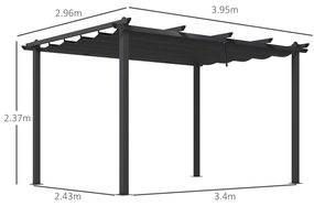 Outsunny Pergola cu Acoperis Retractabil de 3 x 4 (m) | Aosom Romania