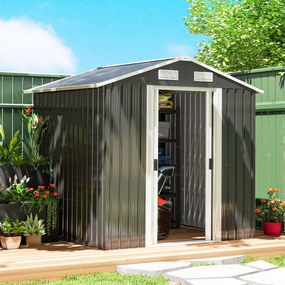Outsunny Șopron de Grădină din Oțel cu 2 Uși Glisante, Negru, 2,6 m² | Aosom Romania
