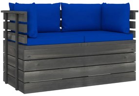 3061741 vidaXL Canapea grădină din paleți cu perne, 2 locuri, lemn masiv pin