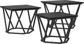 vidaXL Masă de cafea 3 pcs Stejar Negru Lemn ingineresc și oțel